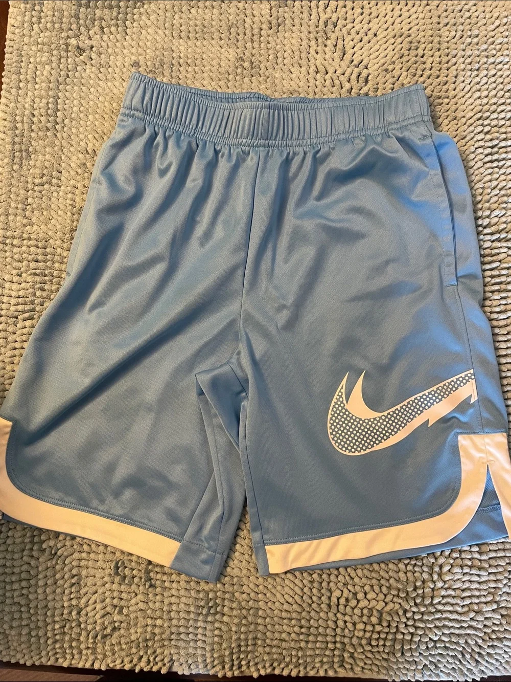 Set of 2 - Nike Kids Athletic Shorts in Light Blue and Black with White Trim